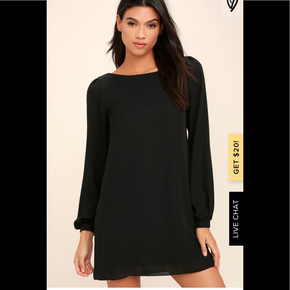 NWOT Lulu’s Status Update Black Shift Dress